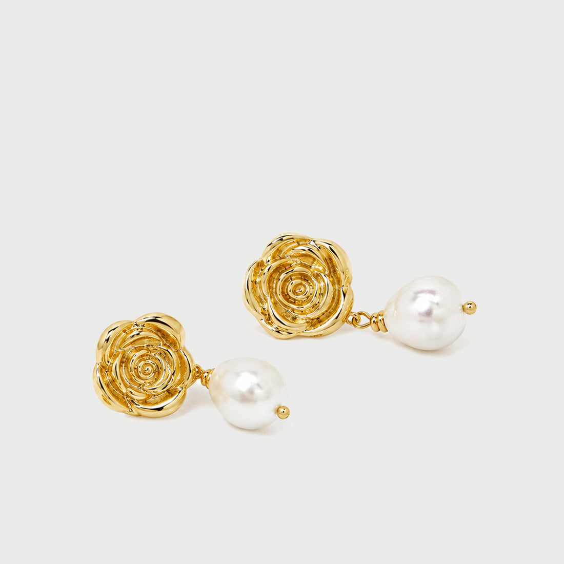 ROSE PEARL DROP EARRINGS IN GOLD & PEARLS