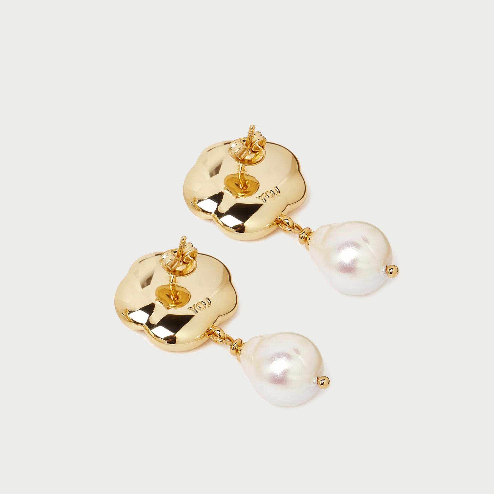 ROSE PEARL DROP EARRINGS IN GOLD & PEARLS