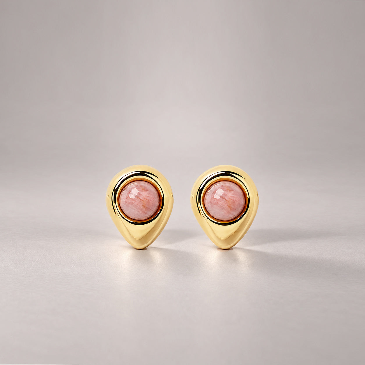 Petra Mini Studs In Gold & Rose Quartz