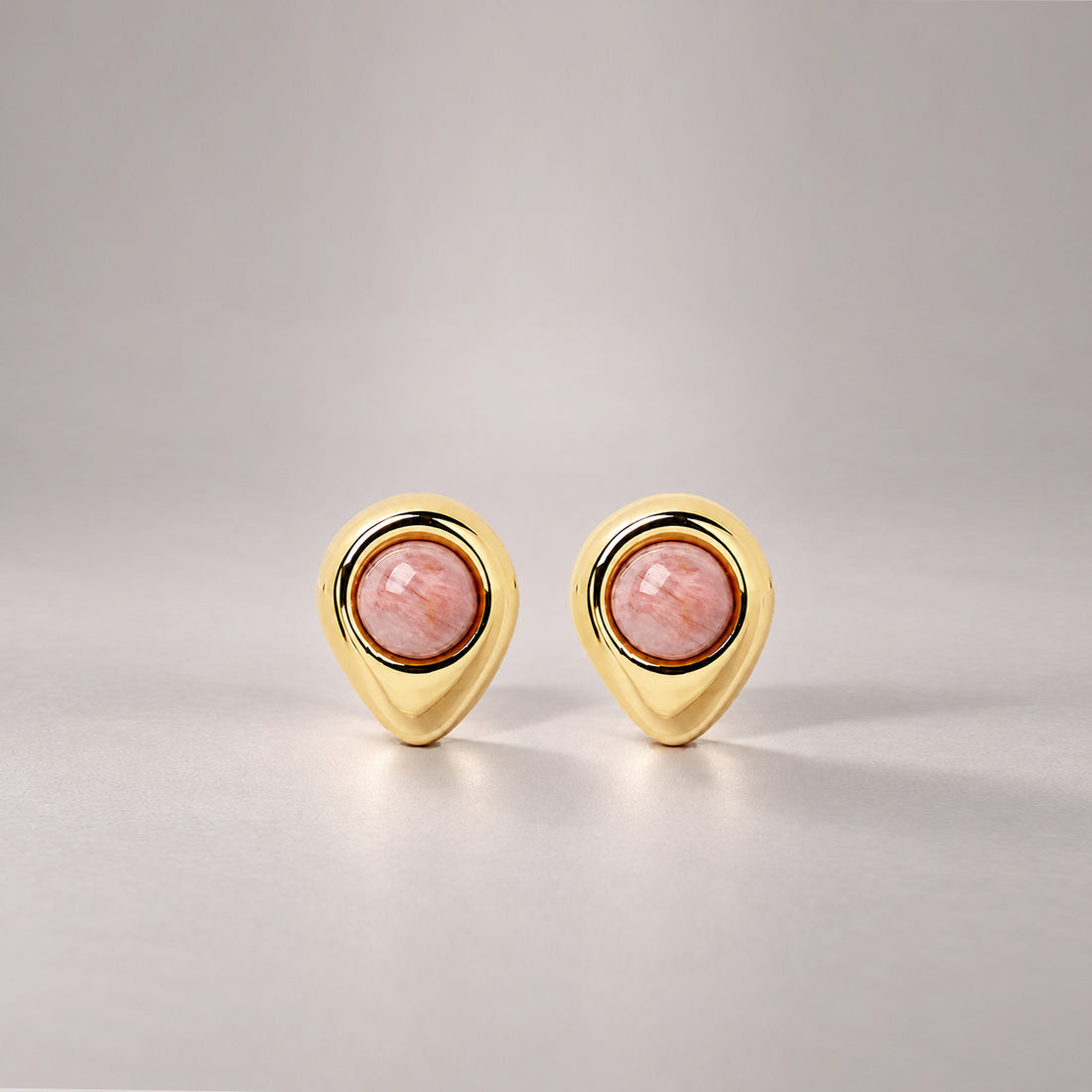 Petra Mini Studs In Gold & Rose Quartz