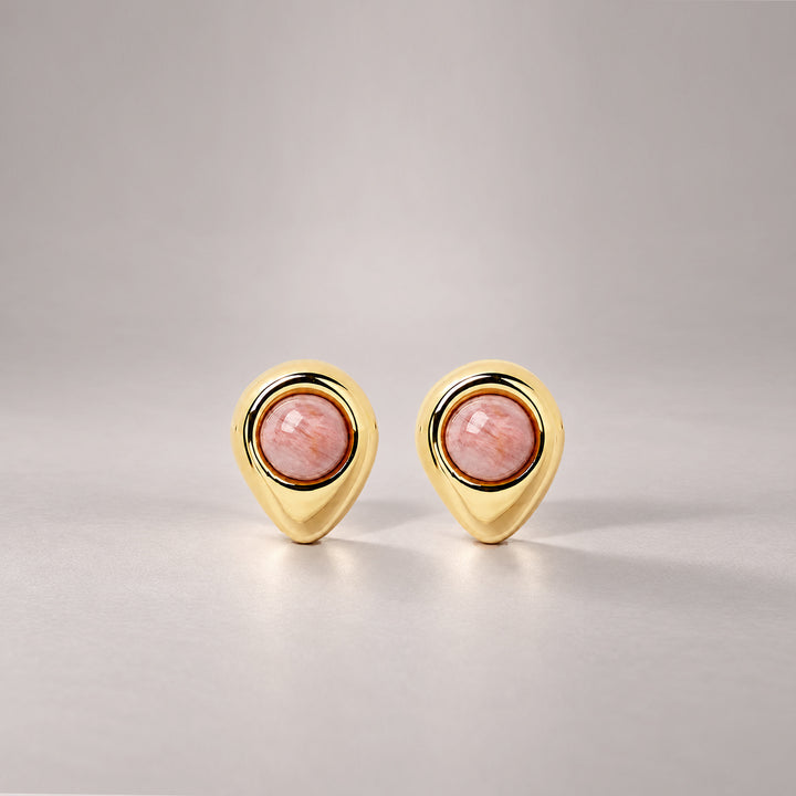 Petra Mini Studs In Gold & Rose Quartz