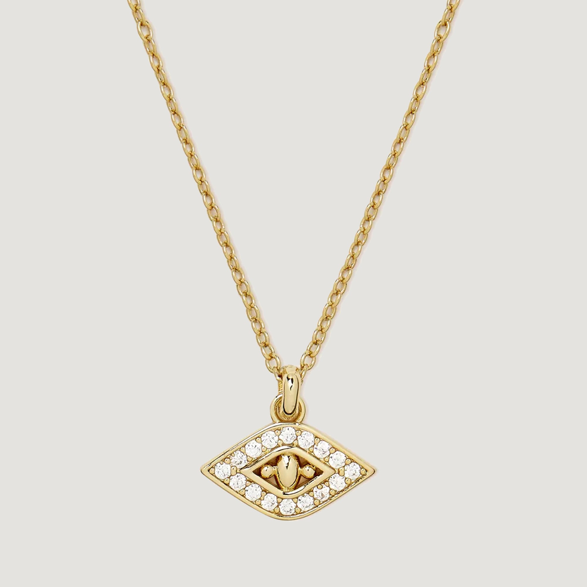 EVIL EYE PENDANT SHORT NECKLACE IN GOLD & CRYSTALS