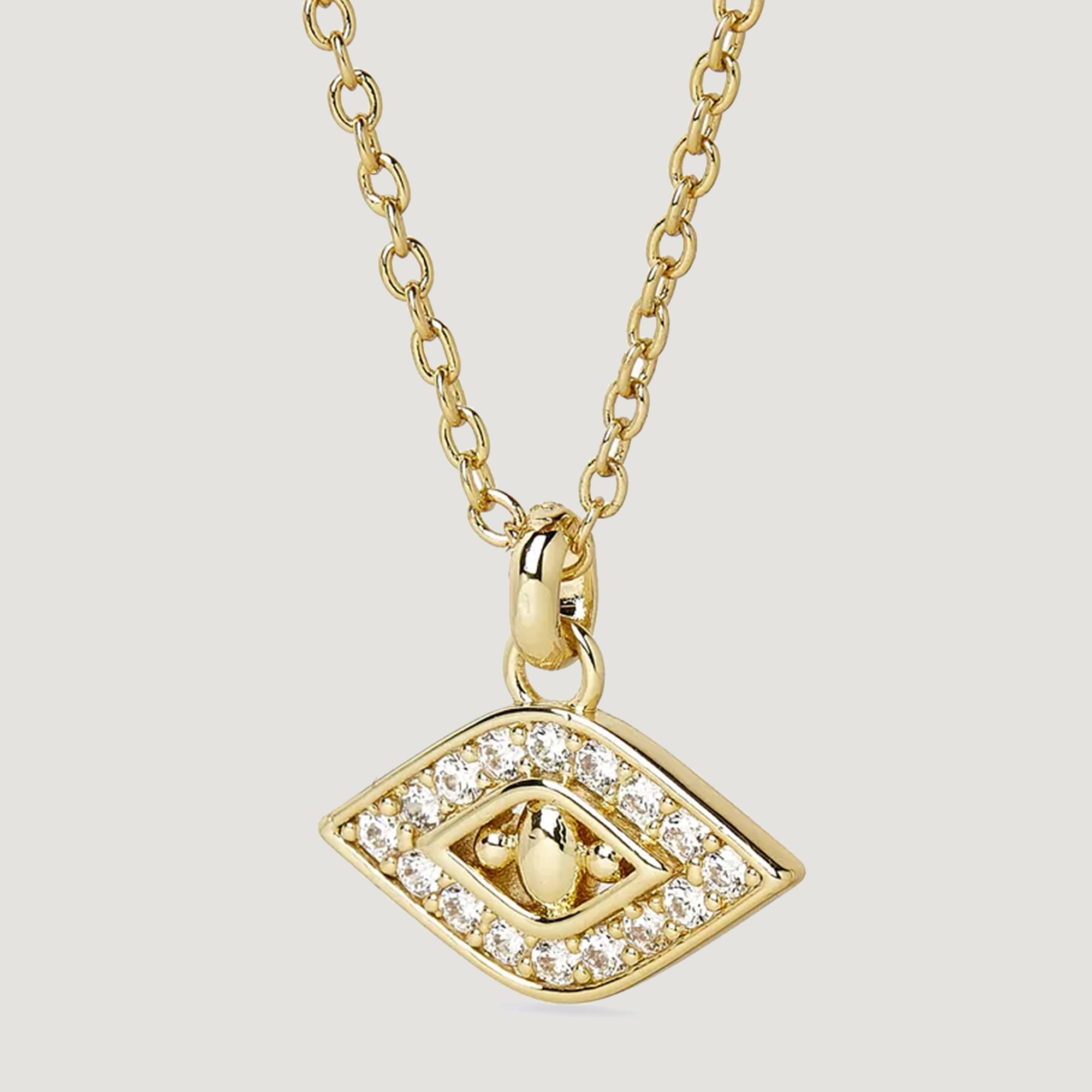 EVIL EYE PENDANT SHORT NECKLACE IN GOLD & CRYSTALS