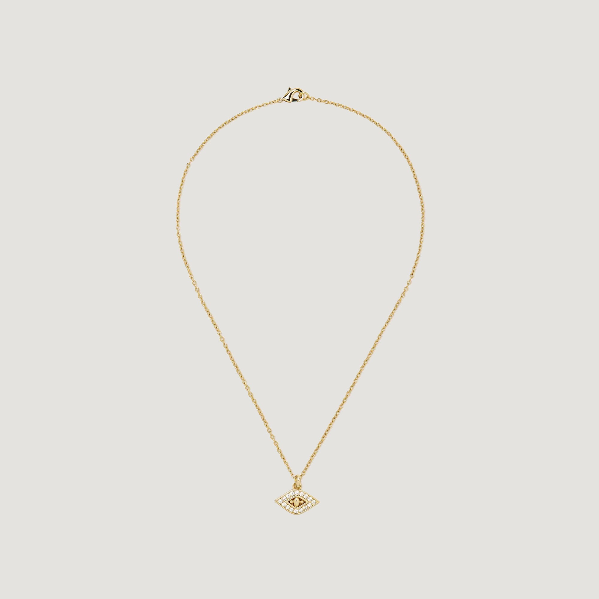 EVIL EYE PENDANT SHORT NECKLACE IN GOLD & CRYSTALS