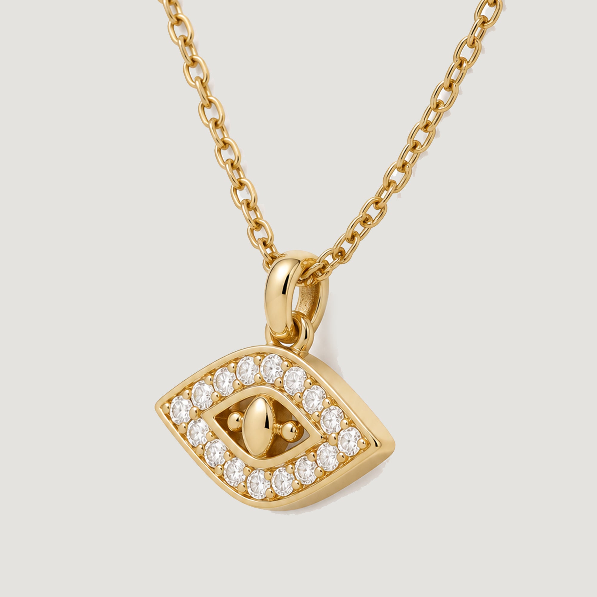 EVIL EYE PENDANT SHORT NECKLACE IN GOLD & CRYSTALS