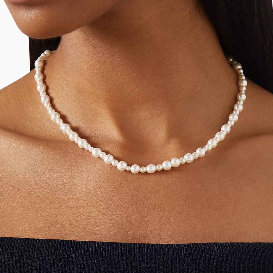 VERLO PEARL BEADED NECKLACE IN GOLD & PEARLS