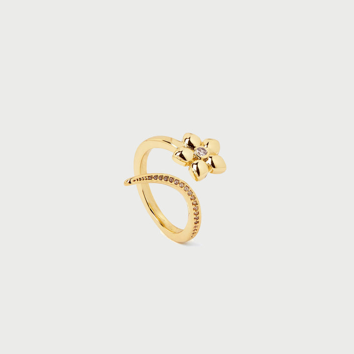 MEIGU CRYSTAL OPEN RING IN GOLD & CRYSTALS