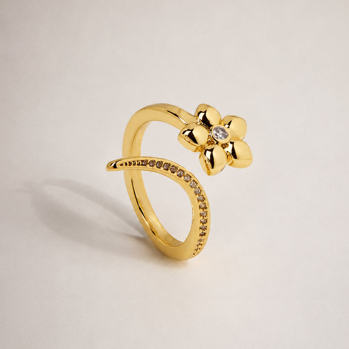 MEIGU CRYSTAL OPEN RING IN GOLD & CRYSTALS