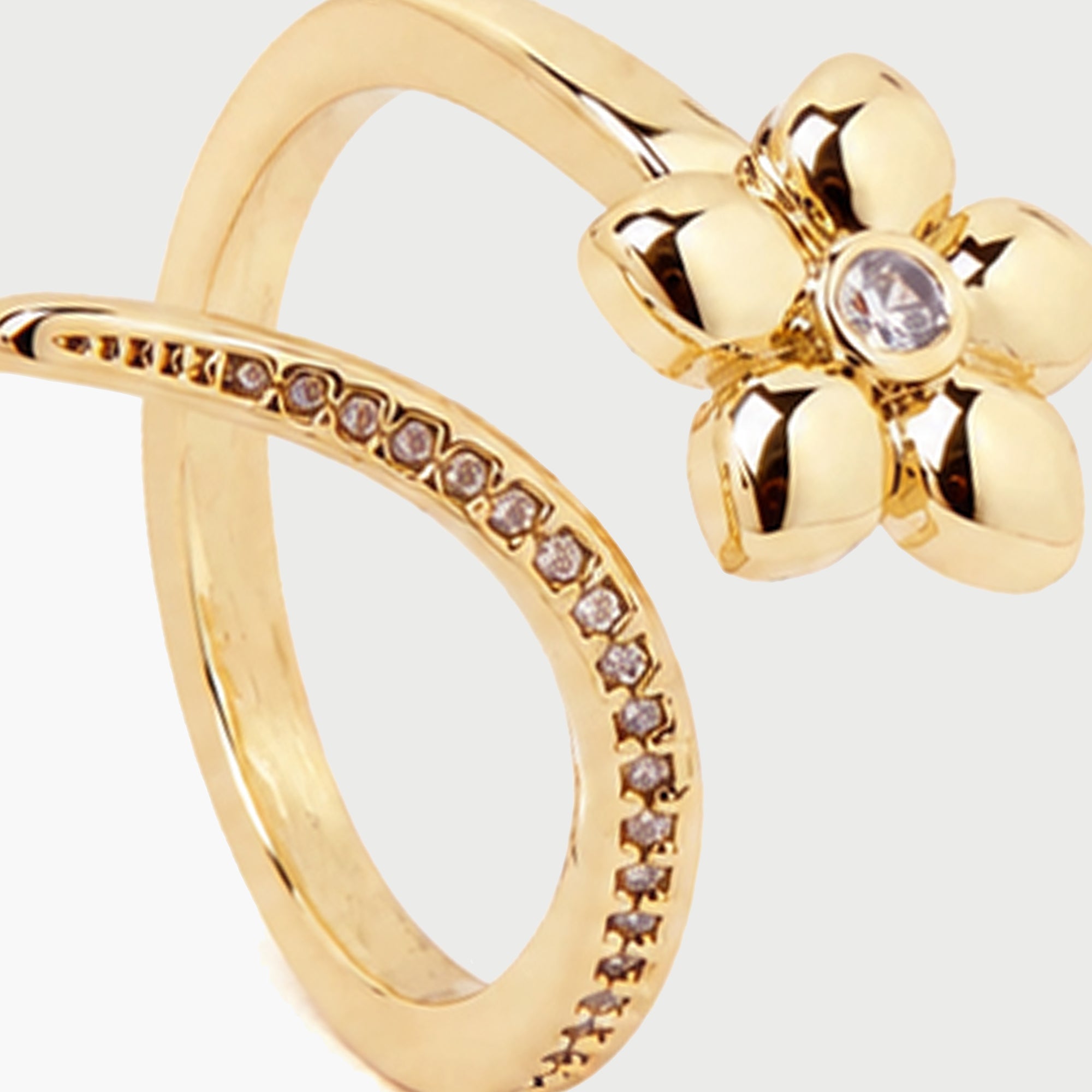 MEIGU CRYSTAL OPEN RING IN GOLD & CRYSTALS