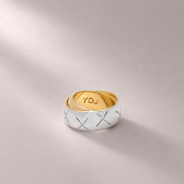 Double Band Ex Ring in Two Tone