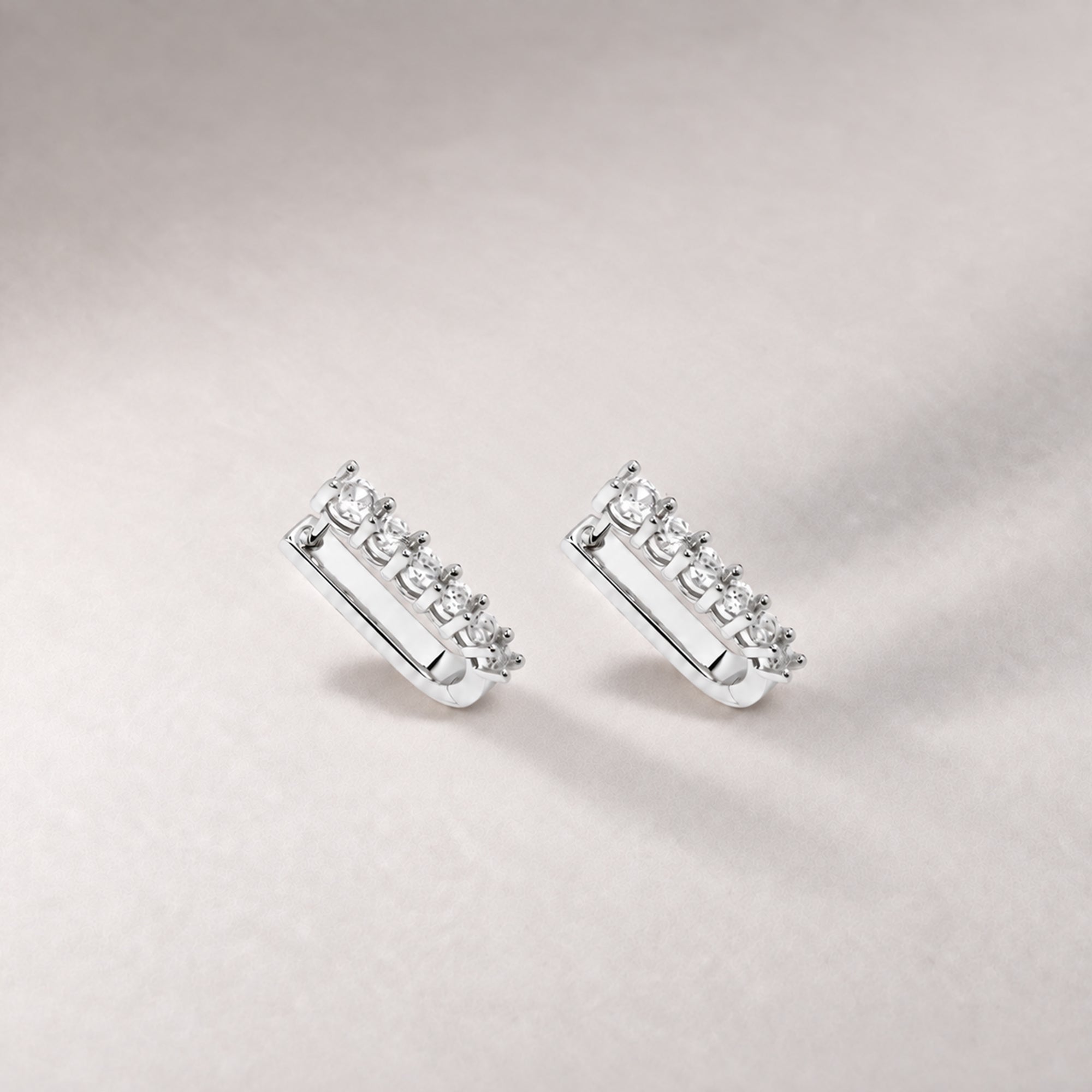Marlo Midi Crystal Hoop Earrings in Silver