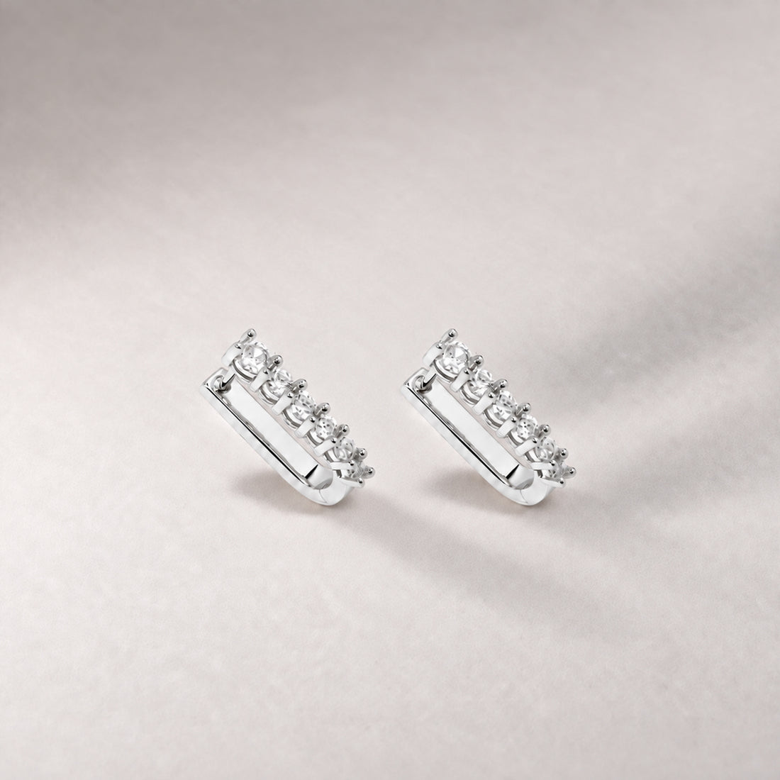 Marlo Midi Crystal Hoop Earrings in Silver