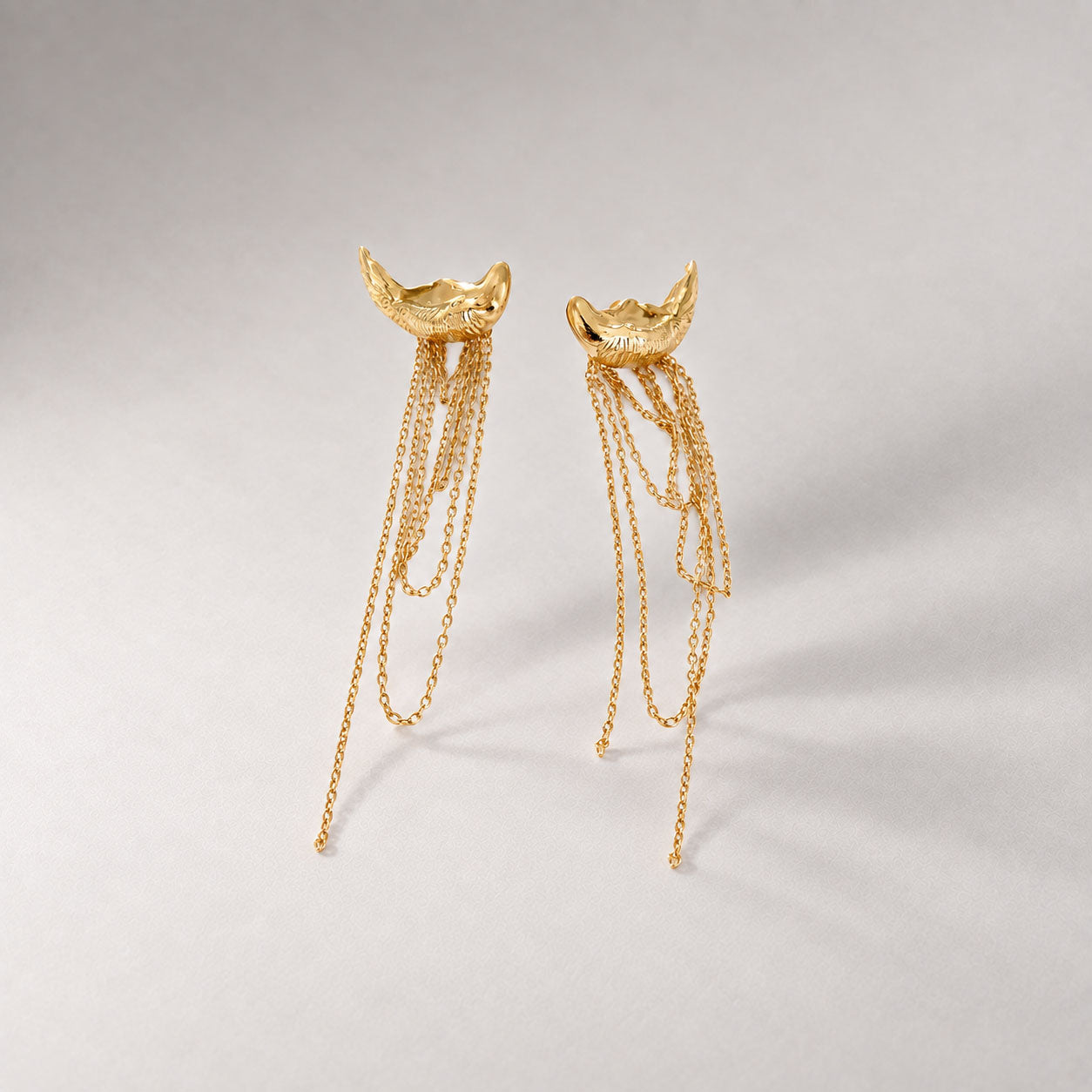 Qiuoro Mini Face on Chain Stud Earrings in Gold