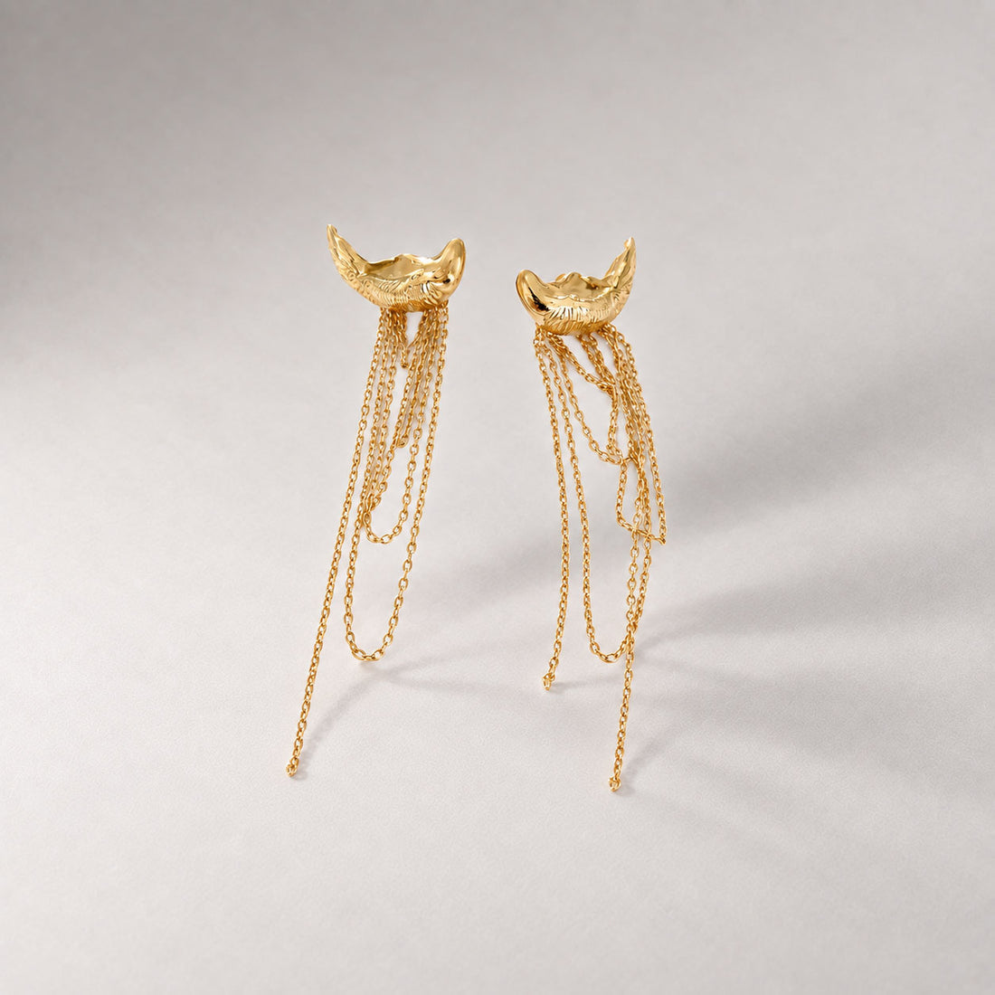 Qiuoro Mini Face on Chain Stud Earrings in Gold