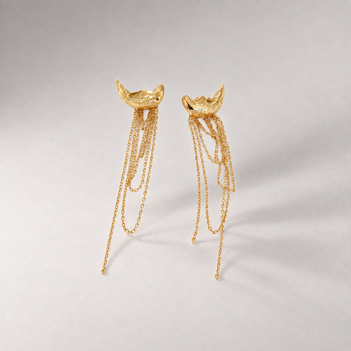 Qiuoro Mini Face on Chain Stud Earrings in Gold