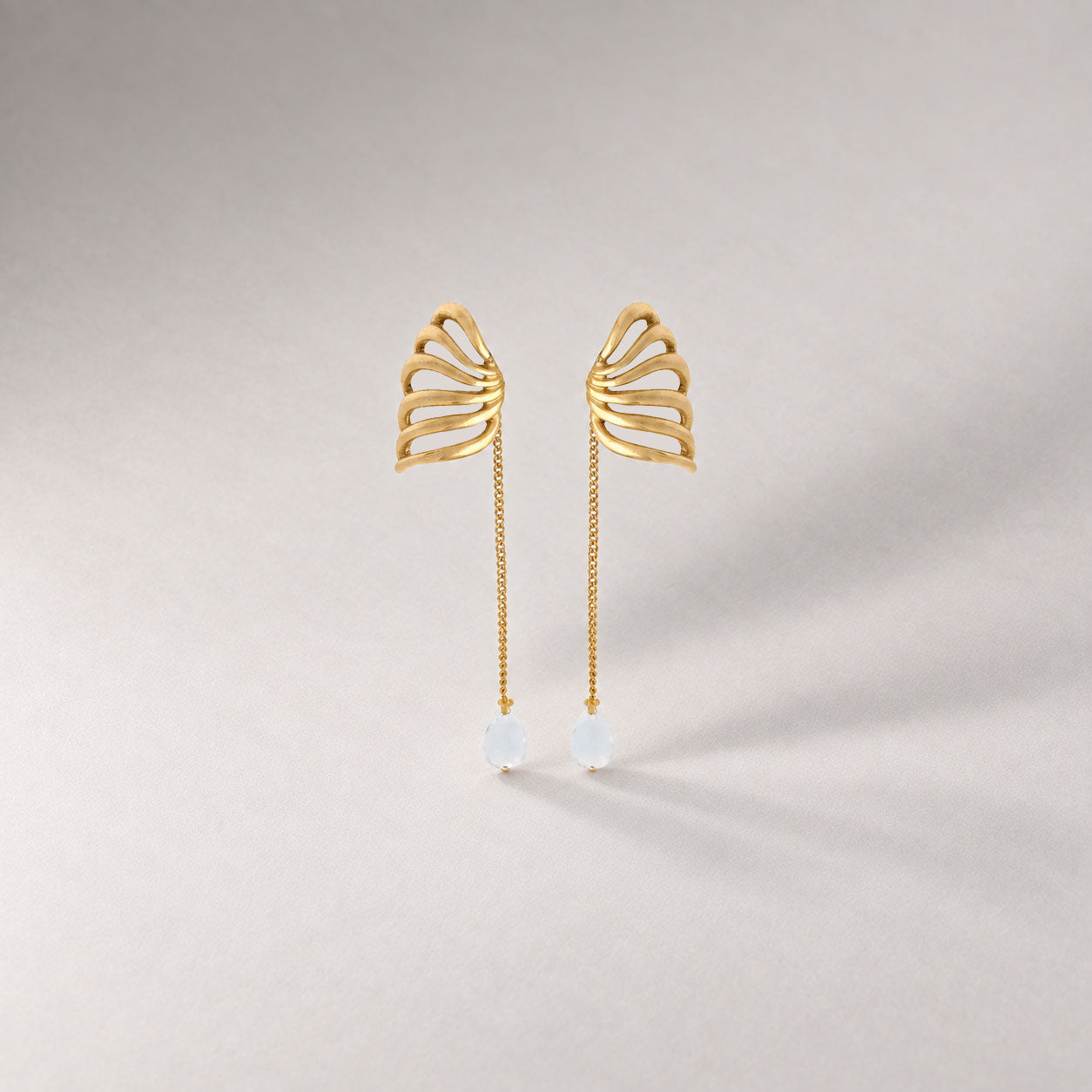 Travro Drop Stud Earring in Gold and Crystal
