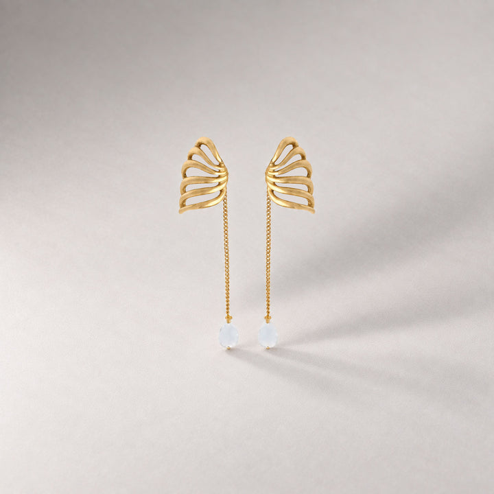 Travro Drop Stud Earring in Gold and Crystal