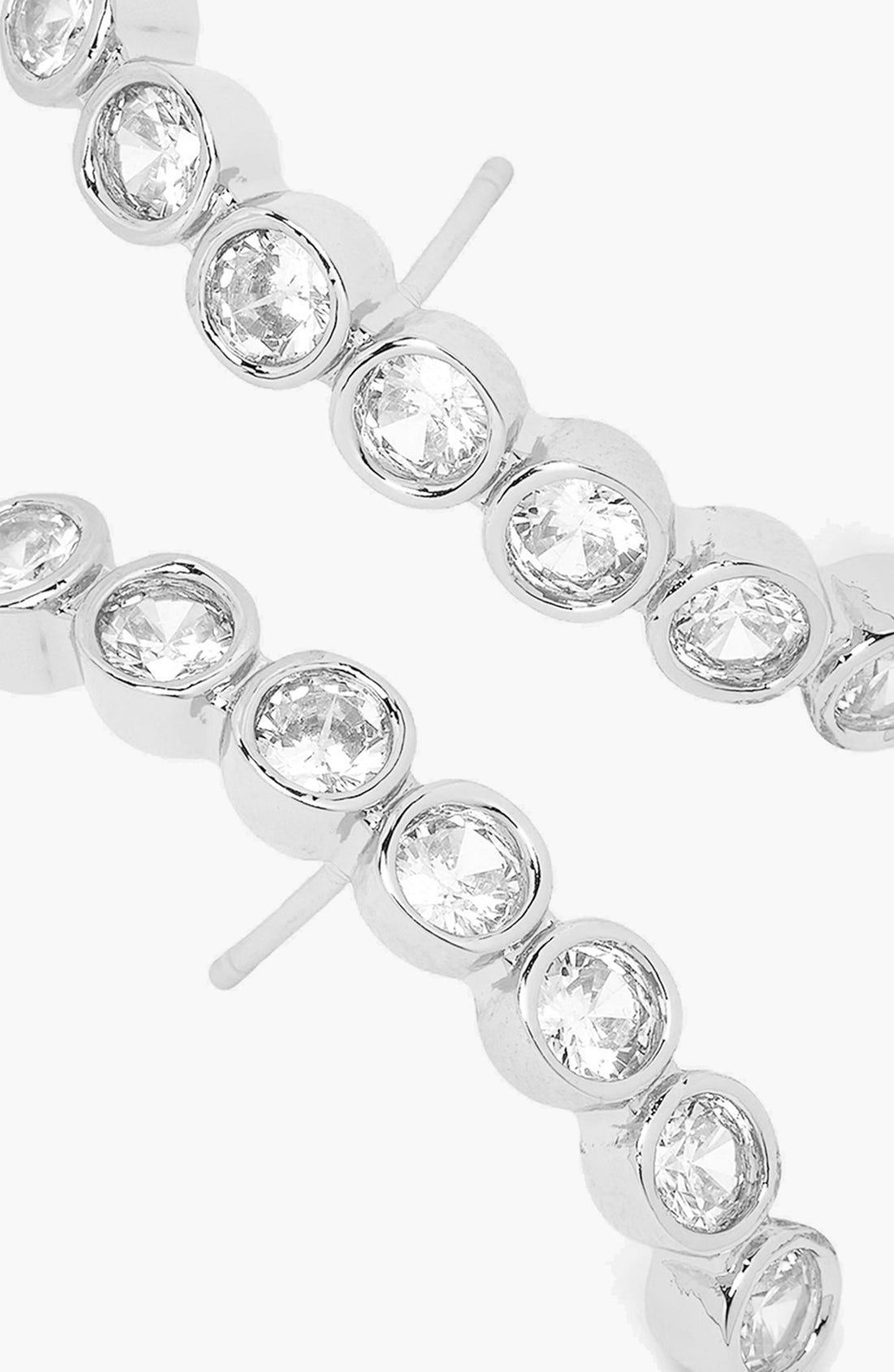 Averto Face On Stud Earrings in Silver and Crystals