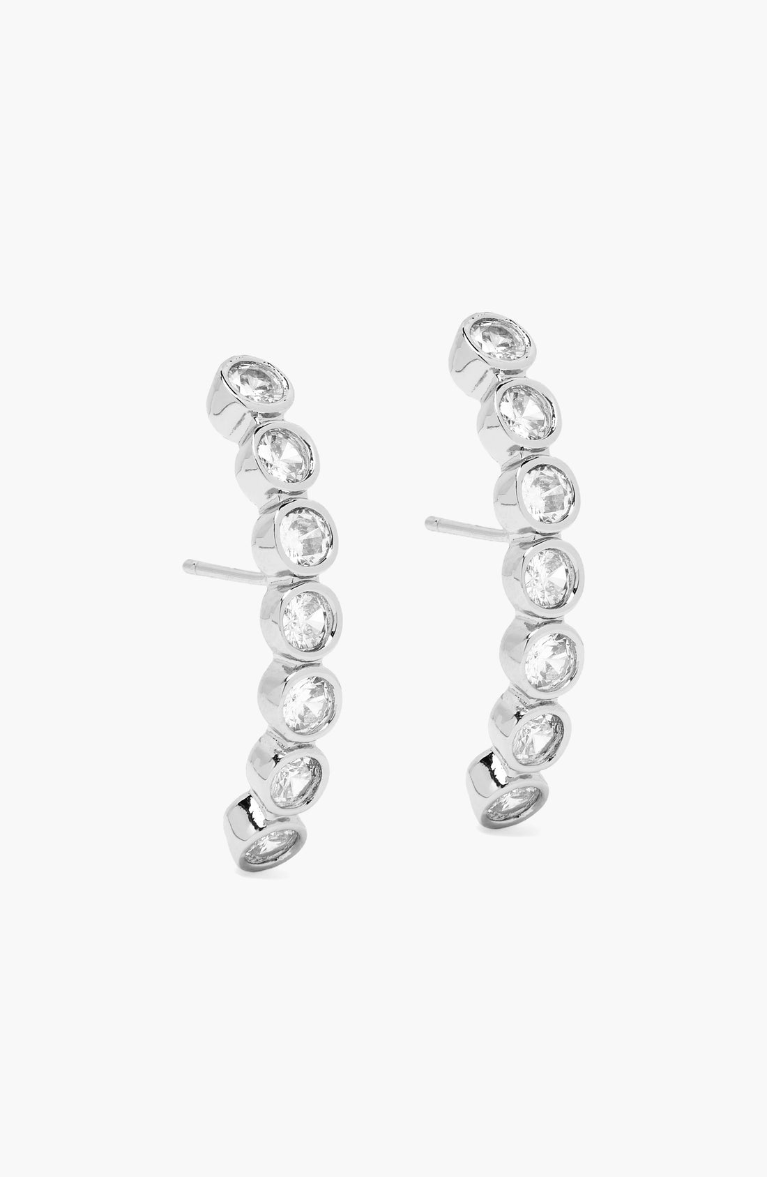 Averto Face On Stud Earrings in Silver and Crystals