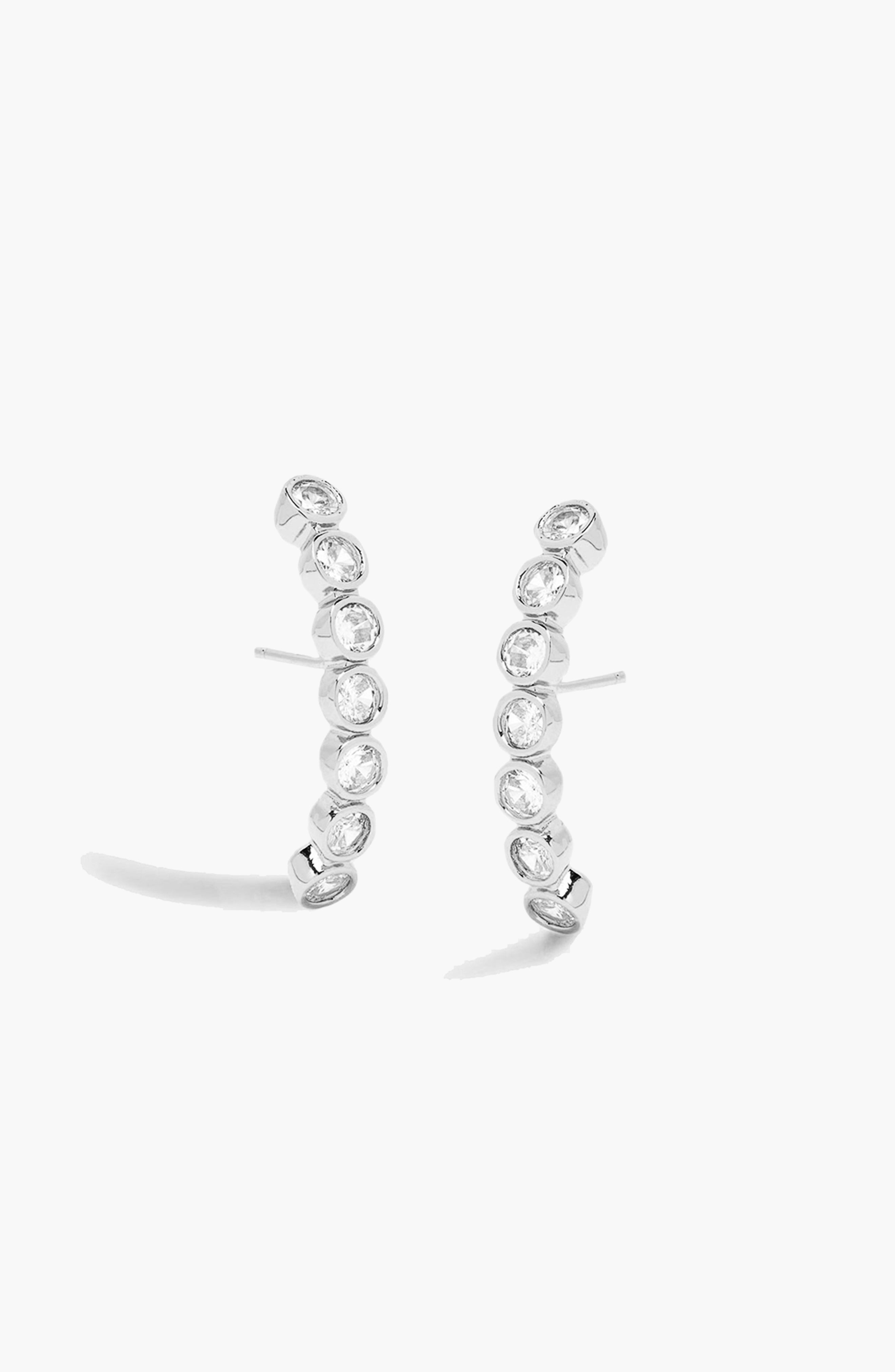 Averto Face On Stud Earrings in Silver and Crystals