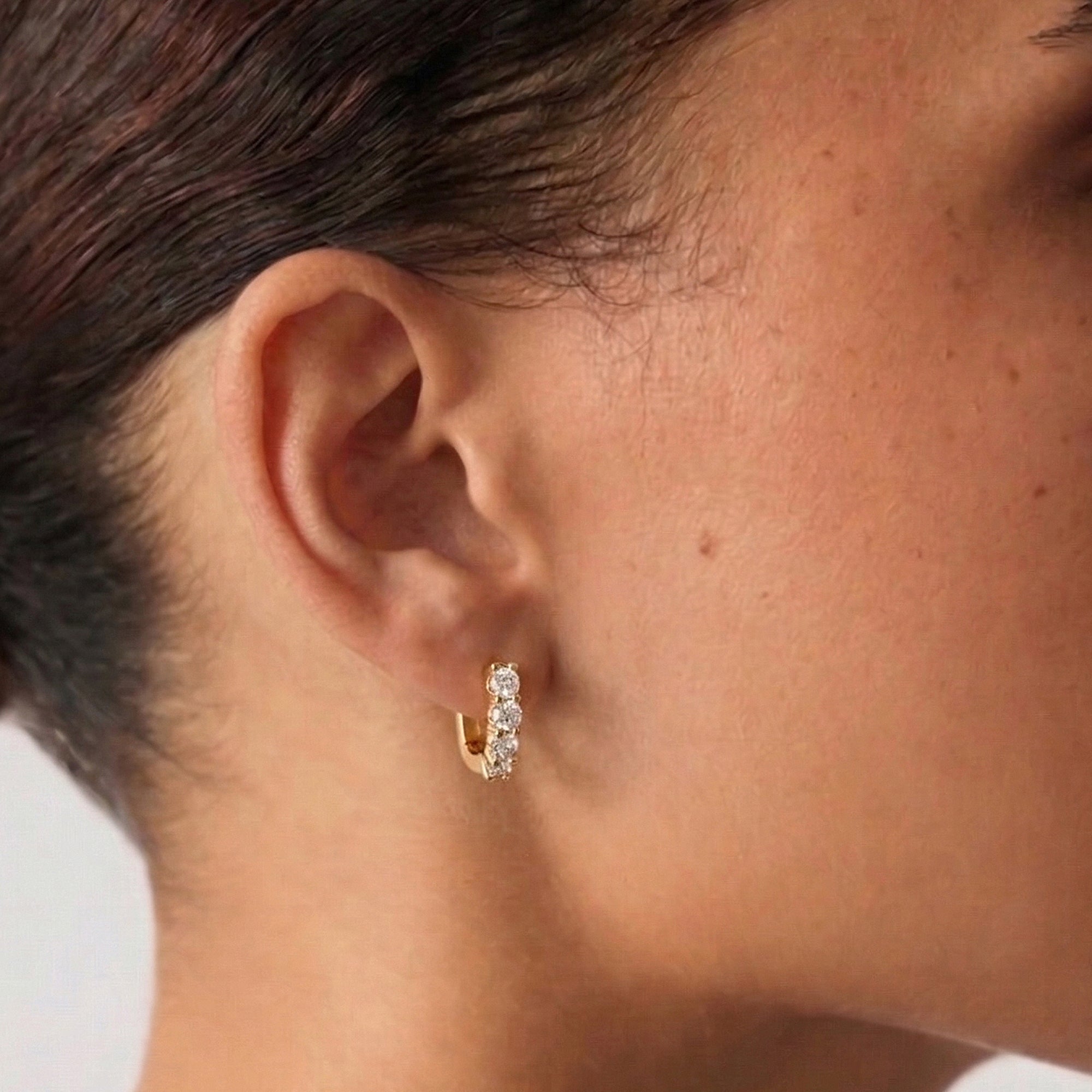 Marlo Mini Crystal Hoop Earrings in Gold