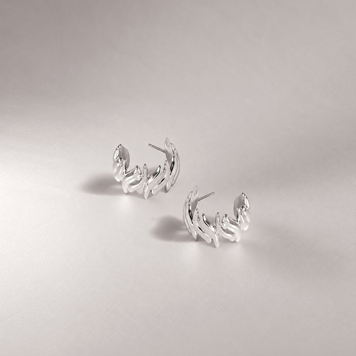 Maxi Claw Hoop Earrings in Silver
