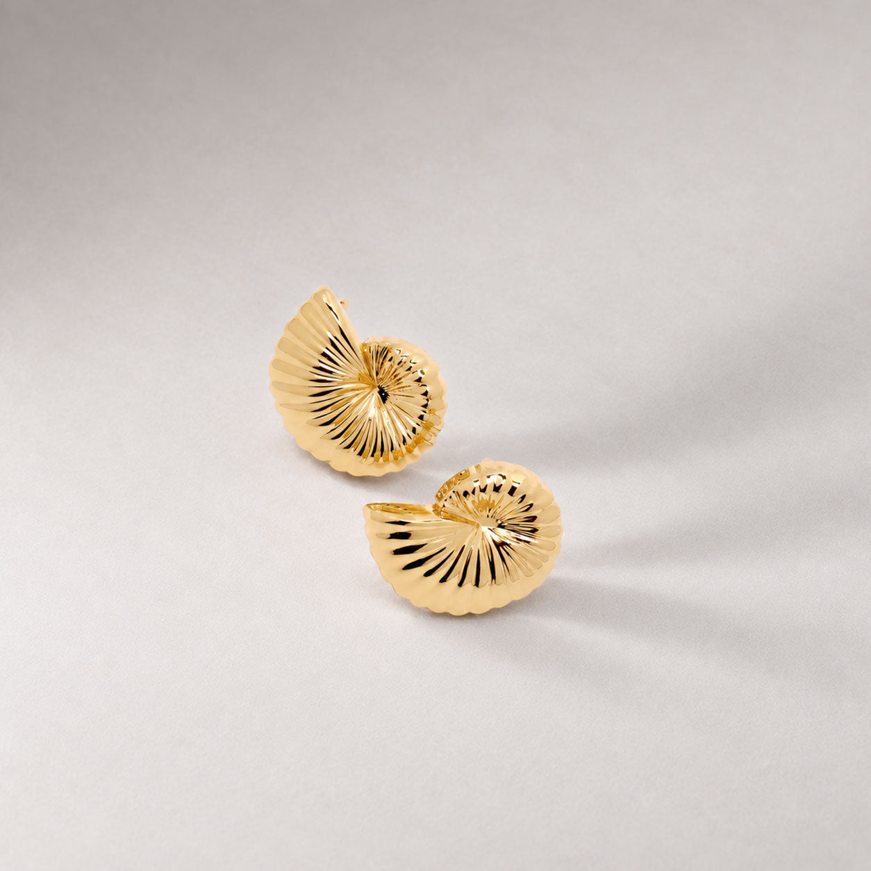 Moro Midi Shell Stud Earrings in Gold