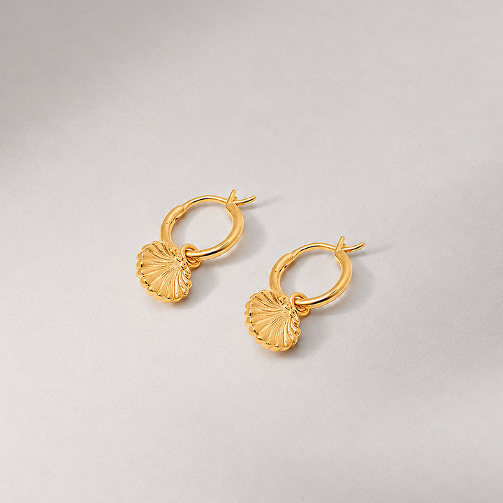 Concha Mini Charm Hoop Earrings in Gold