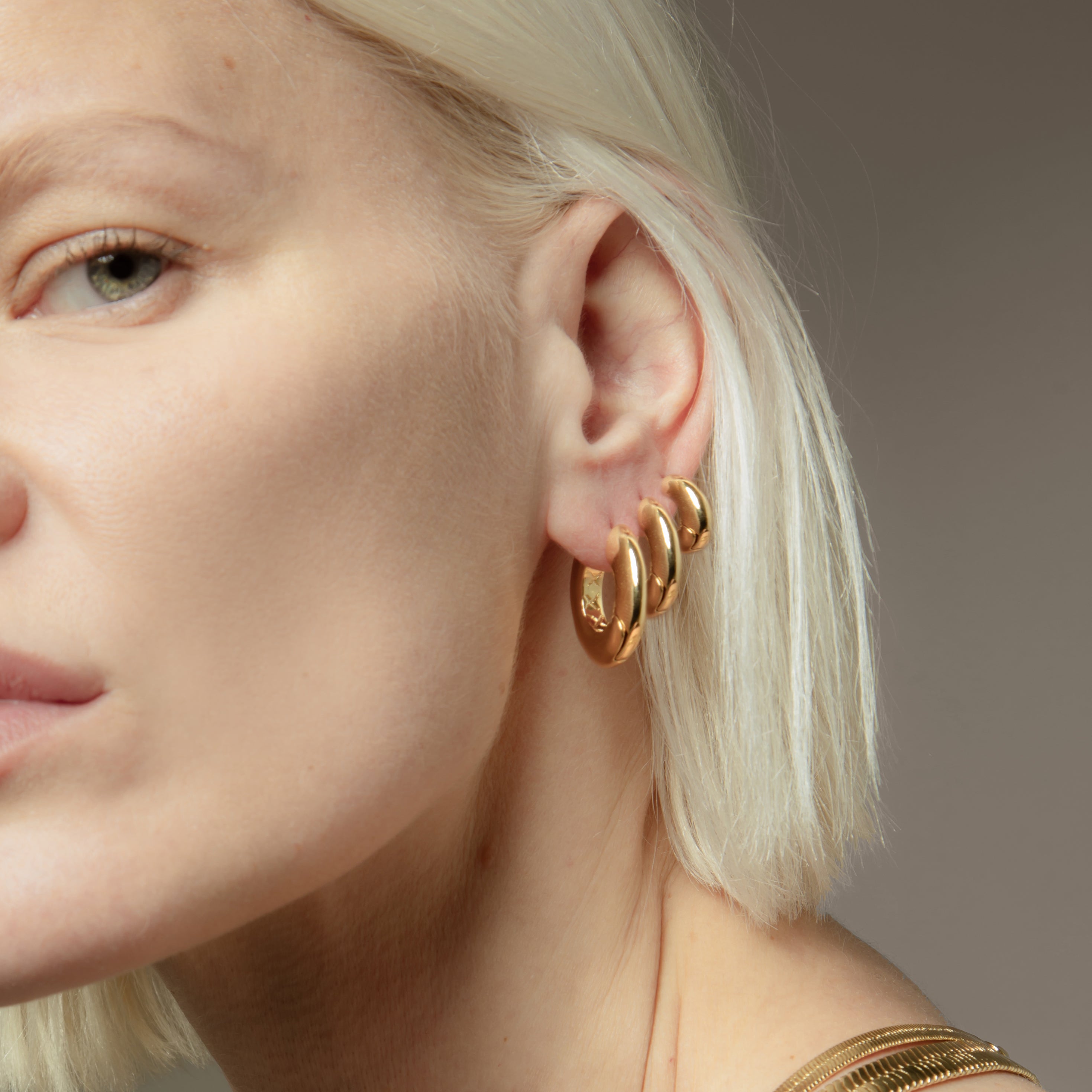 Sirso Midi Chubby Hoop Earrings in Gold