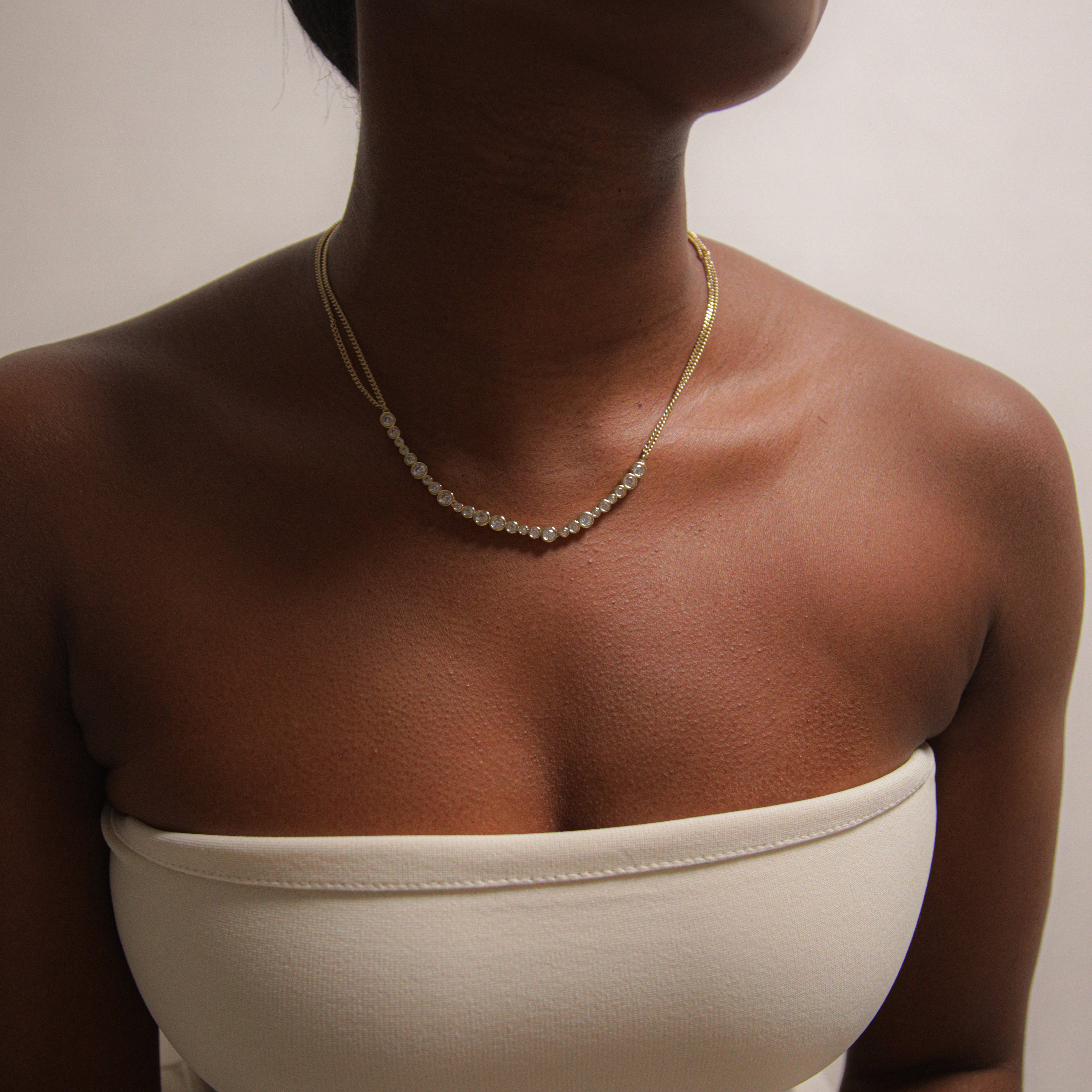 Malvo Maxi Crystal Chain Necklace in Gold