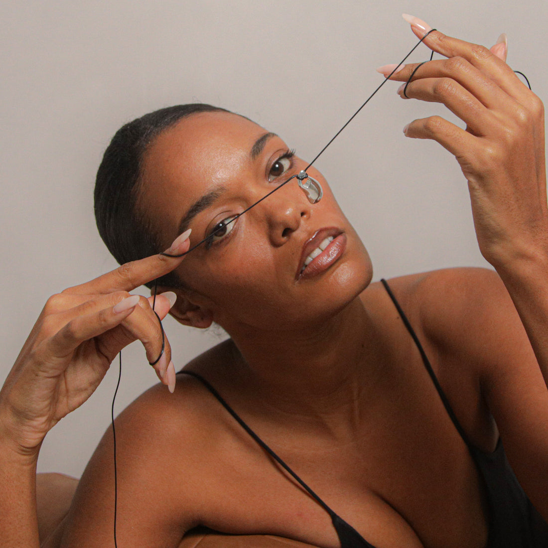 Perto Maxi Cord Necklace in Silver and Black