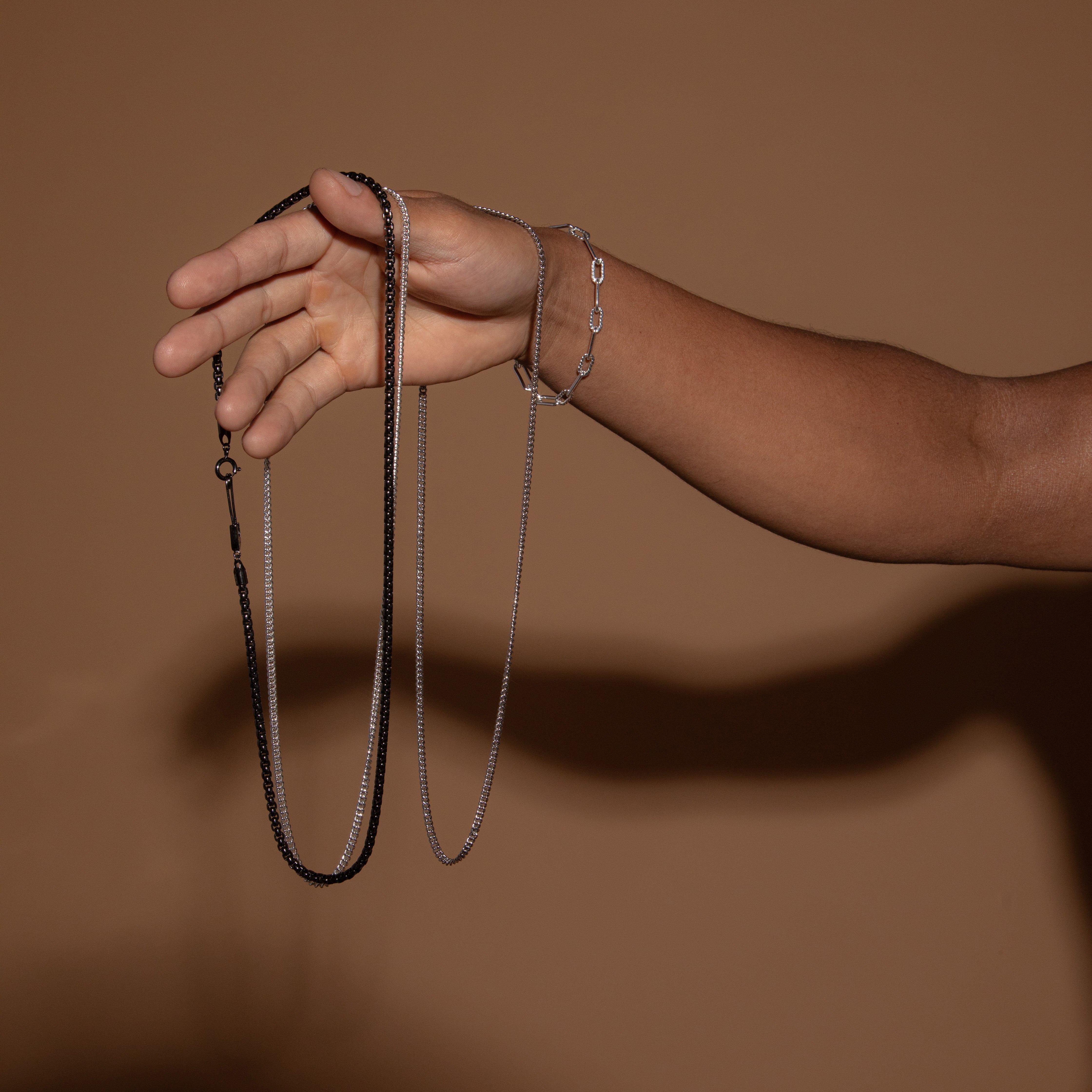 Pin Box Chain Necklace in Gunmetal