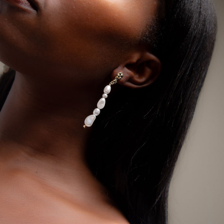 Eclo Pearl Drop Earrings in Gold