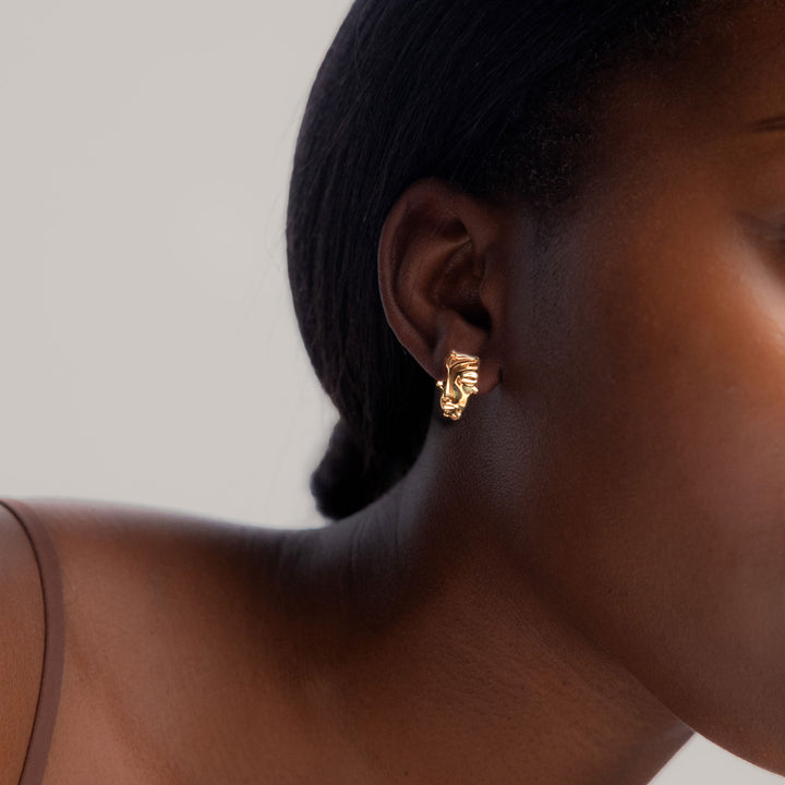 Visage Stud Earrings in Gold