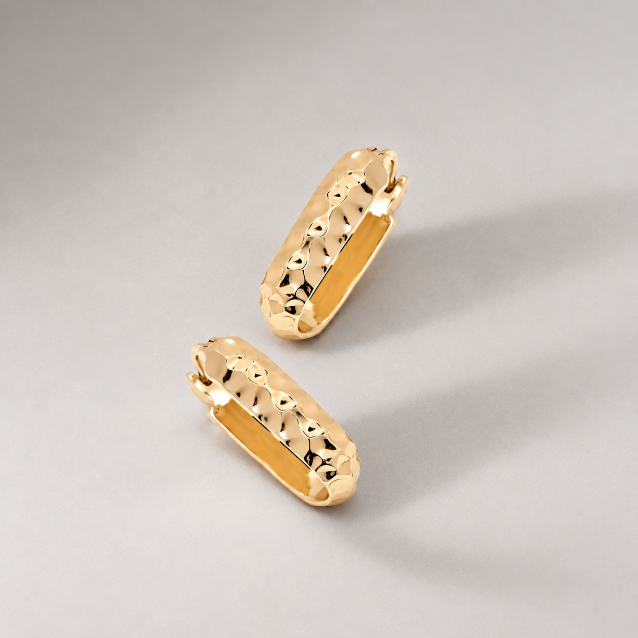 Sanu Soft Hammered Midi Hoop Earrings in Gold