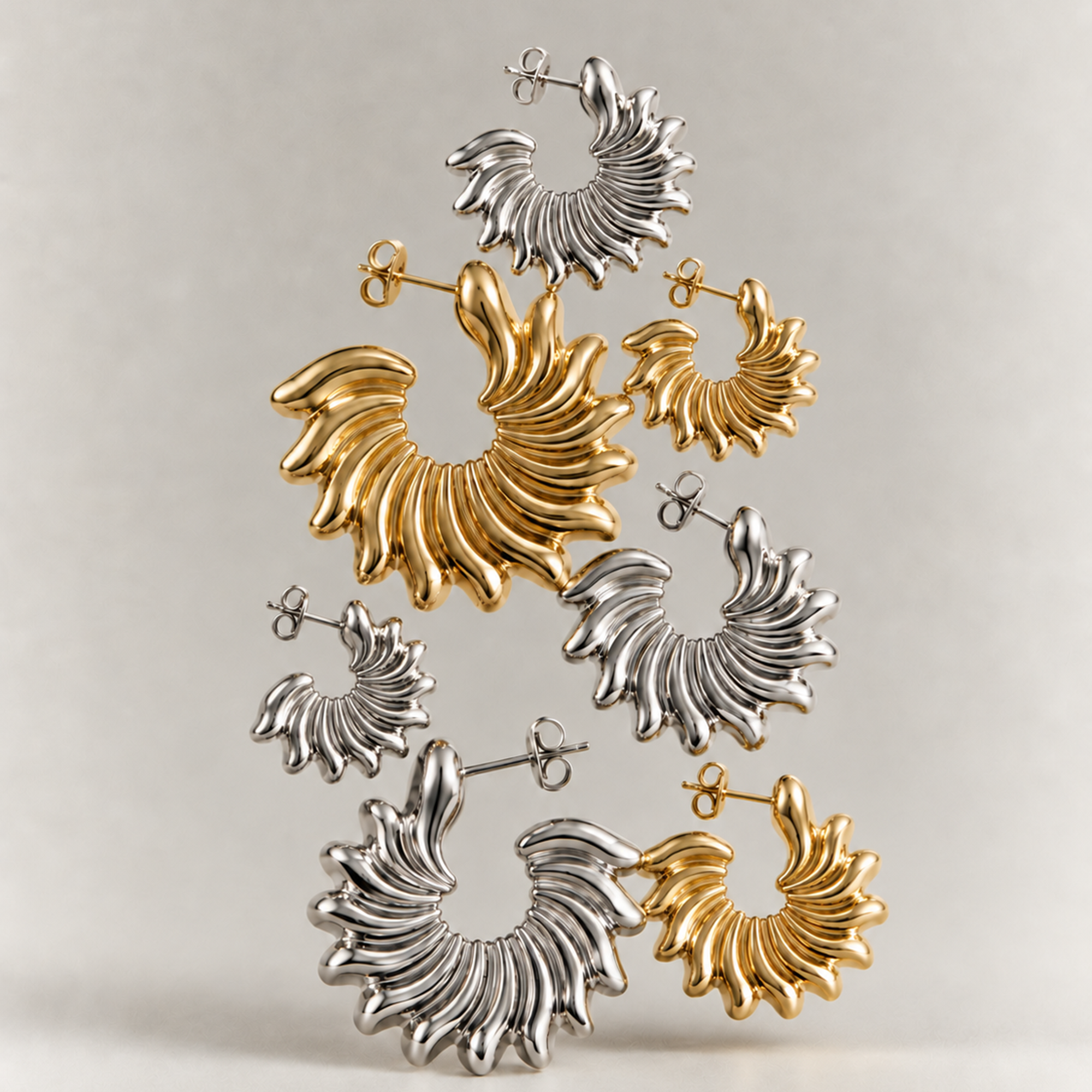 SUN CLAW MIDI HOOPS IN SILVER