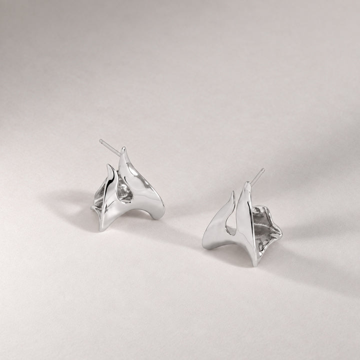 CLAW DOUBLE HOOP EARRINGS IN SILVER