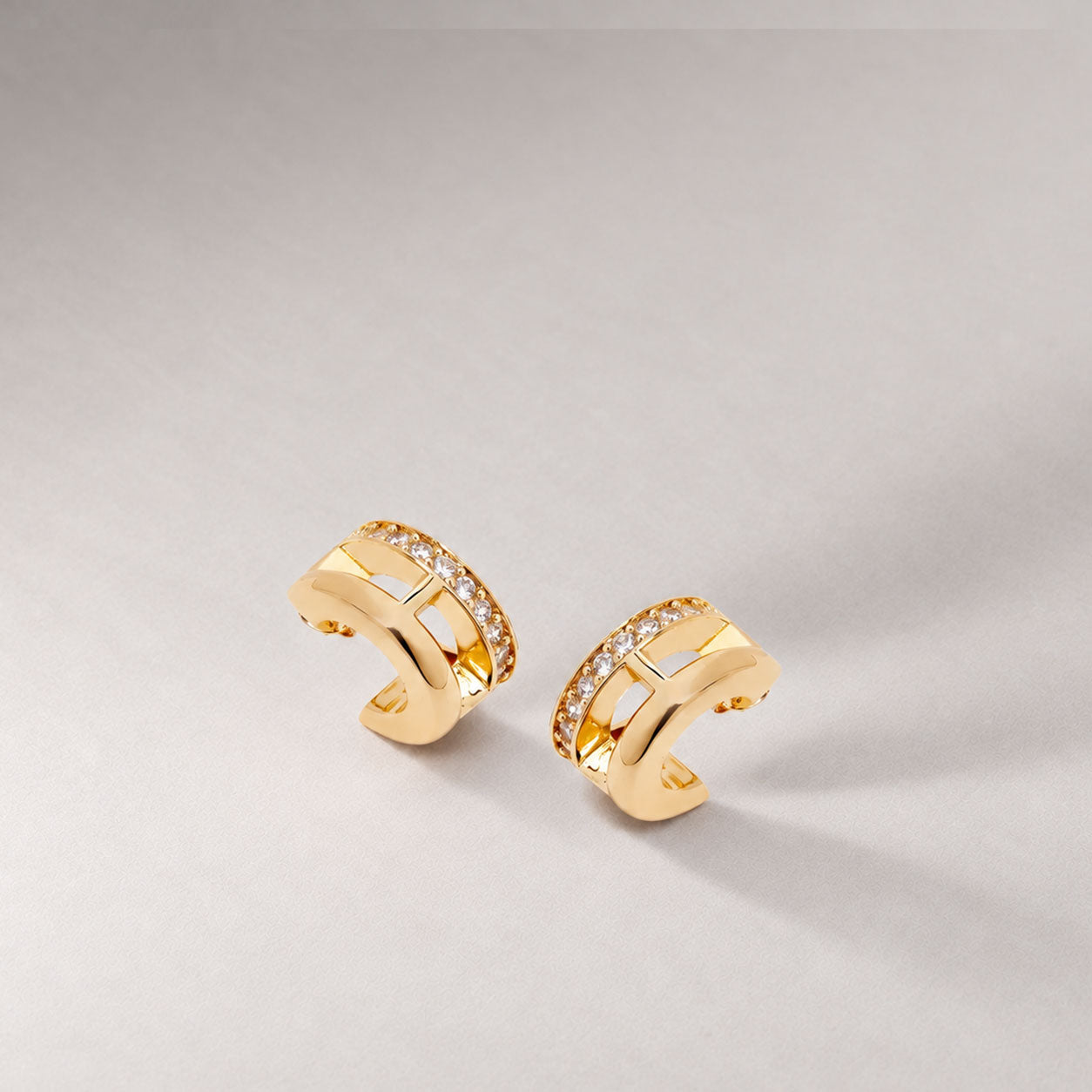 POTOSKA x YOJ Midi Pave Bar Hoop Earrings