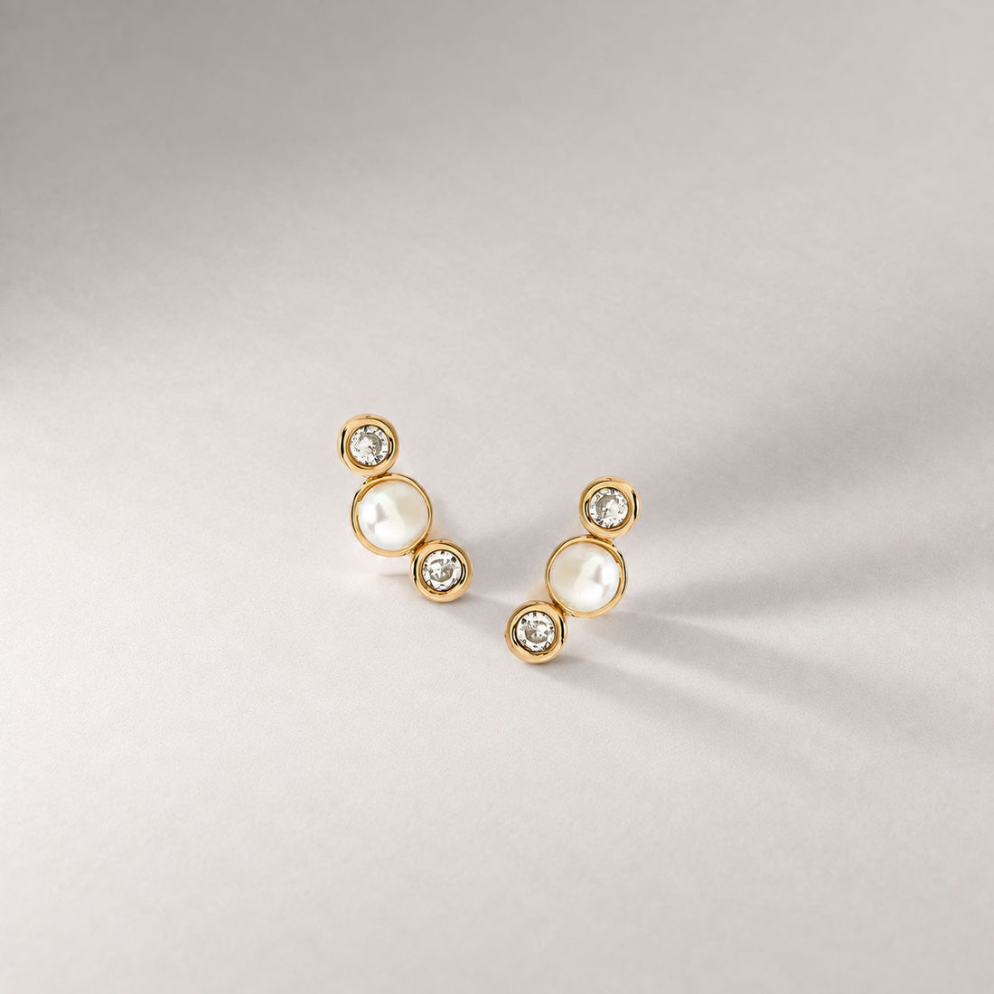 Malvo Mini Pearl Stud Earring in Gold