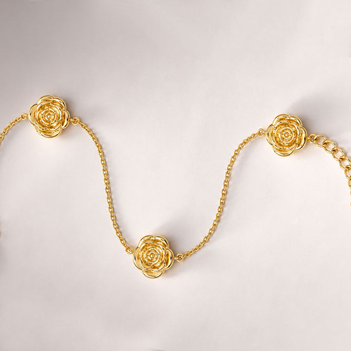 ROSE CHAIN STATION BRACELET IN GOLD