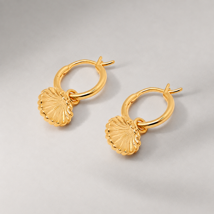 Concha Mini Charm Hoop Earrings in Gold