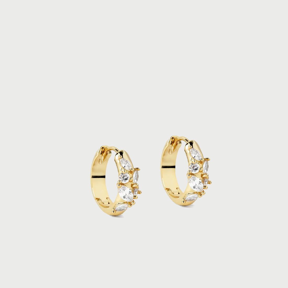 Mirage Midi Hoops In Gold & Crystals