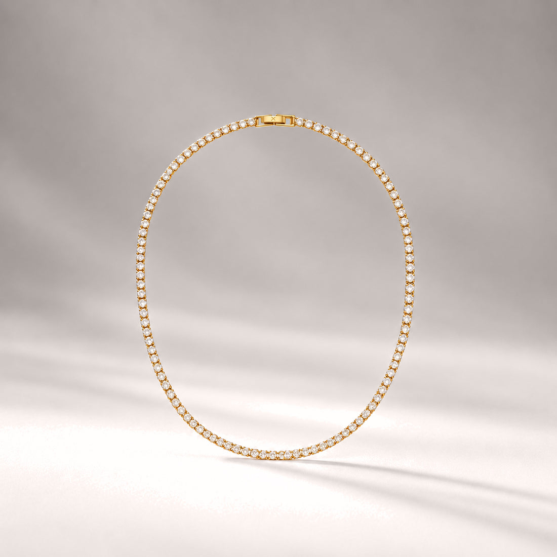 Tennis Crystal Short Necklace in Gold