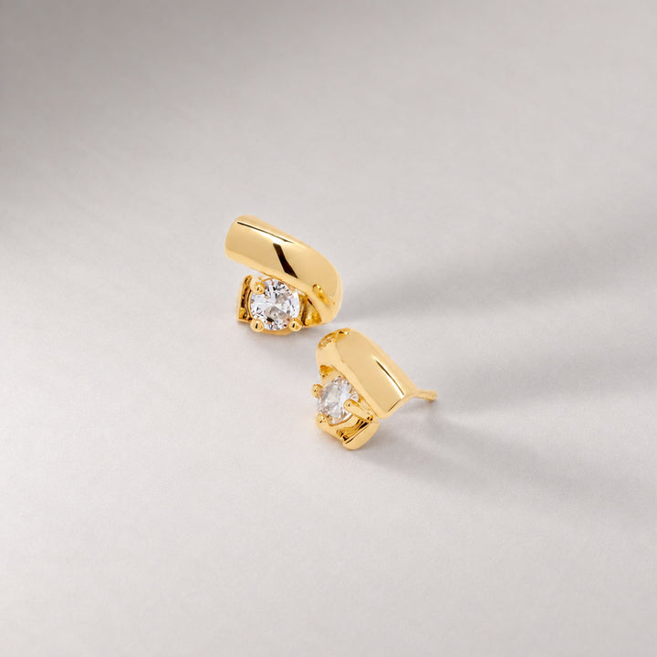 Afar Crystal Stud Earrings in Gold