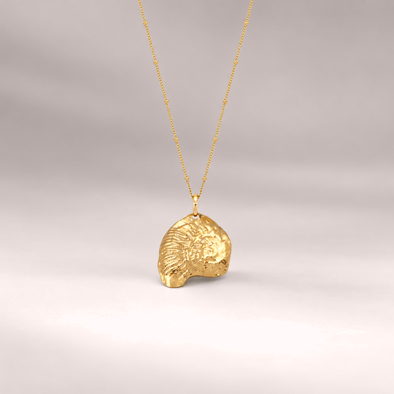 Sheny Pendant Beaded Chain Necklace in Gold