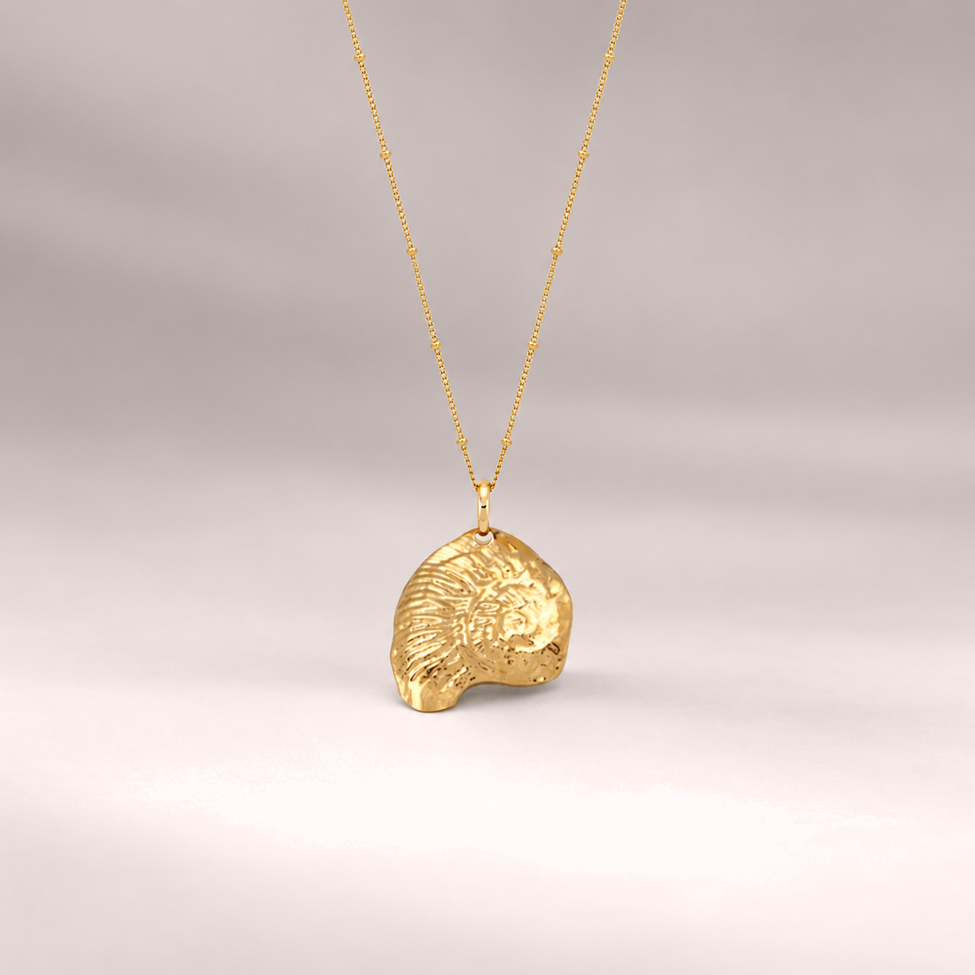 Sheny Pendant Beaded Chain Necklace in Gold
