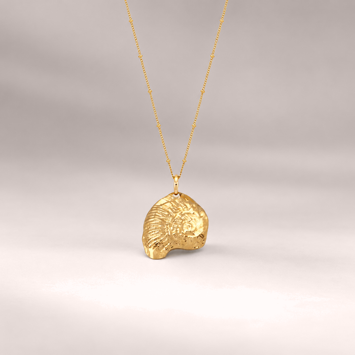 Sheny Pendant Beaded Chain Necklace in Gold
