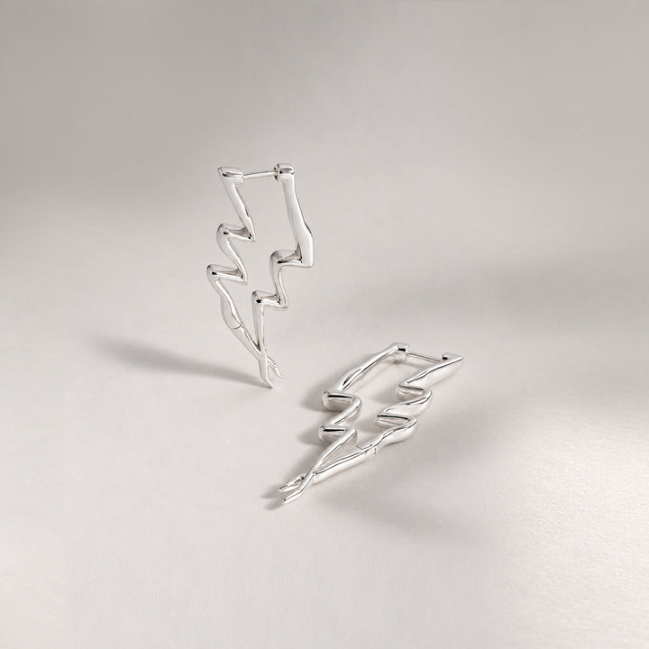 Maxi Lightning Earrings in Silver
