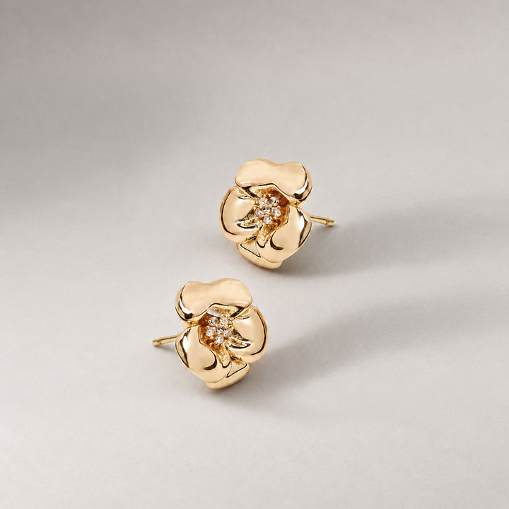 Lulu Midi Flower Stud Earring in Gold