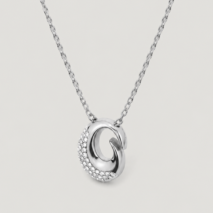 Insignia Pave Necklace in Silver